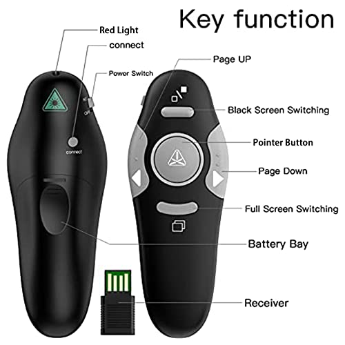 QUI Presentation Clicker Wireless Presenter Remote, Black, A | Clicker for PowerPoint Presentation Remote, PowerPoint Slide Advancer for Mac/Windows/Google Slide/Keynote - color: Black