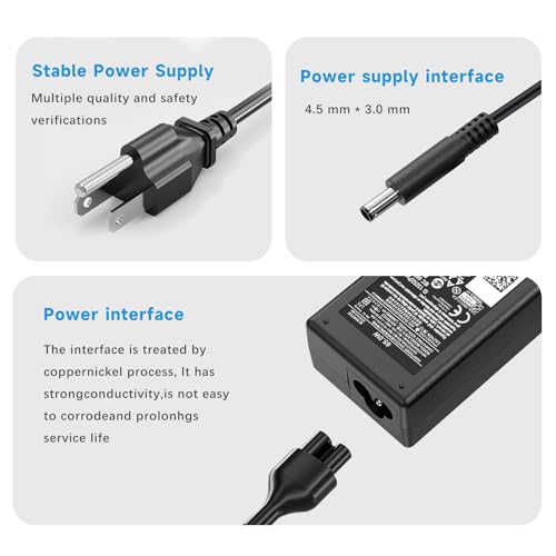 65W 45W Laptop Charger Compatible with Dell Inspiron 15 XPS (4.5mm) | 19.5V 3.34A AC Adapter with 4.5-7.4mm Tip For Latitude Vostro 5000 7000 Series 11 13 15 17 2-in-1 Replaces LA65NS2-01