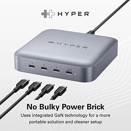 HyperDrive USB-C & Thunderbolt 4 Hub with Integrated GaN Power Source - Three Thunderbolt 4 Downstream Ports and One Upstream Port with 96W Passthrough Charging - style: 4-in-1