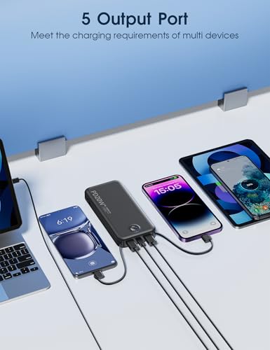 Nusyddy Portable Charger 10000mAh Fast Charging w/Built-in Wall Plug Black | PD20W Fast Charging, LED Indicator, Pass Through Charging, TSA Approved, Compact/Slim, Power Bank for iPhone/iPad/Samsung - color: Black