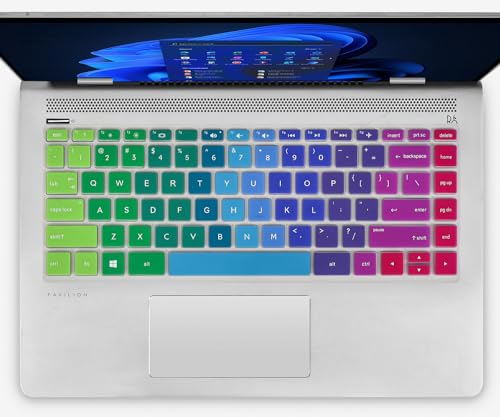 Keyboard Cover for HP 14 Laptop/HP Pavilion x360 14-dq 14-fq 14-ba/bf/cm/ce/cf/dk 14t-dh200 14-dq0040nr 14-dq0052dx 14-dq5009nr 14-dq0762dx 14-dq6011dx dq0703dx 14-dq0070nr 14-fq0013dx, Rainbow - color: Rainbow