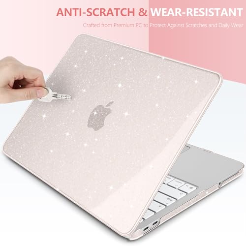 Batianda StarryMist Case for MacBook Neo 13 Inch 2026, Starry Pink | 4-in-1 Bundle Subtle Glitter Mist Finish, Slim Lightweight Shell, Everyday Protection for MacBook Neo 13 Inch Model A3404 - color: Glitter‌ Starlight