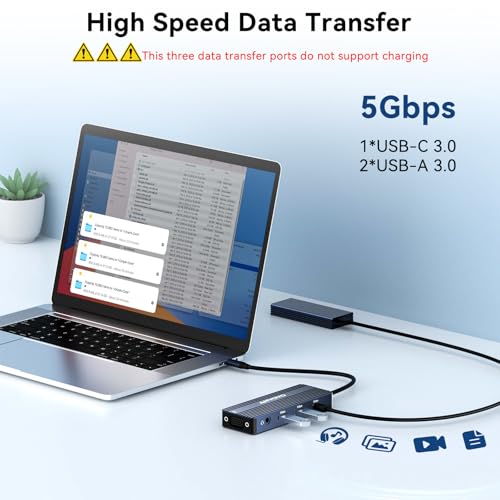 USB C Docking Station Dual HDMI Monitor Adapter 8-in-1 USB C HUB 3 Monitors Adapter with 4K HDMI +VGA +PD100W+Audio Laptop Docking Station for Dell/Lenovo/HP/Samsung/ASUS (Gary) - color: Gray