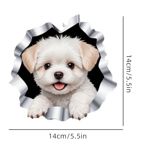 Waterproof Plush Puppy Car Stickers 5.5 Inch – Durable Bumper Stickers & Car Scratch Stickers for Cars, Trucks, Motorcycles Laptops Walls Toilet Lids Helmets Suitcases Cute Decorative Stickers 2 Pack