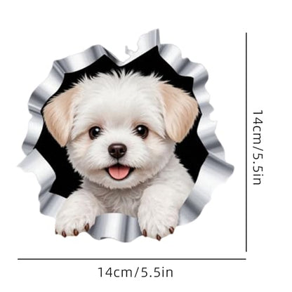 Waterproof Plush Puppy Car Stickers 5.5 Inch – Durable Bumper Stickers & Car Scratch Stickers for Cars, Trucks, Motorcycles Laptops Walls Toilet Lids Helmets Suitcases Cute Decorative Stickers 2 Pack