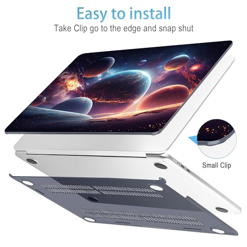 Mektron for 2026/2025/2024/2023 MacBook Air 15 INCH M5 A3448 /M4 A3241 /M3 A3114 /M2 A2941 Case, Printed Plastic Hard Shell Cover with 15.3" Liquid Retina Display Touch ID, Planets - color: Planets