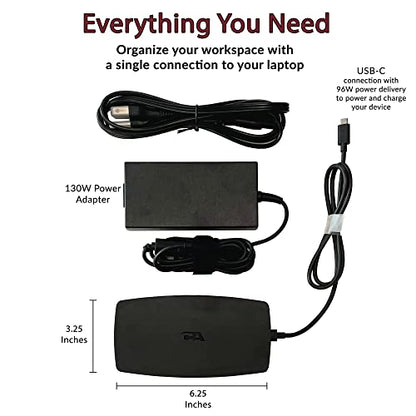 Cyber Acoustics Laptop Docking Station (DS-1000) – USB-C with Dual 4K HDMI Displays, Six USB Ports, Ethernet Port, Power for Laptop, TAA Compliant - size: DS-1000