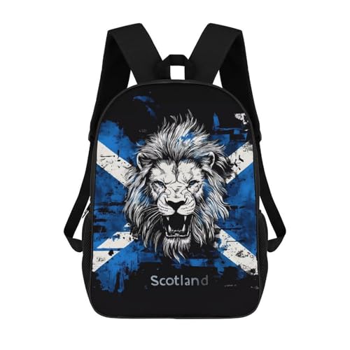 Scotland Scottish Lion 17 Inch Travel Backpack Deep Storage Laptop Shoulder Bags for Men Women