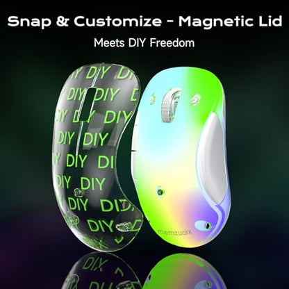 memzuoix 2.4G LED Wireless Mouse, Rechargeable Ergonomic Mouse with Detachable Cover, 1400 DPI Portable Optical Computer Mouse with USB Receiver for Laptop, PC, Desktop and MacBook, 5 Buttons-Green - color: Green