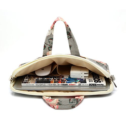 canvaslife Grey Rose Pattern Laptop Shoulder Messenger Bag, 15 inch | 14-15.6 inch Fit - color: Grey Rose, size: 15 inch/15.6 inch