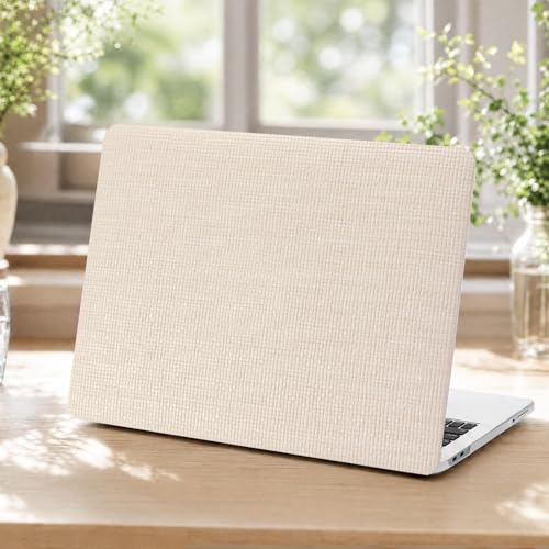 Voidborne Compatible with MacBook Neo 13 inch Case 2026 Release Model A3404 with A18 Pro Chip,Elegant Leather Plastic Hard Shell Protective Case for Neo 13 inch + Keyboard Cover,Beige Woven Fabric - color: Beige