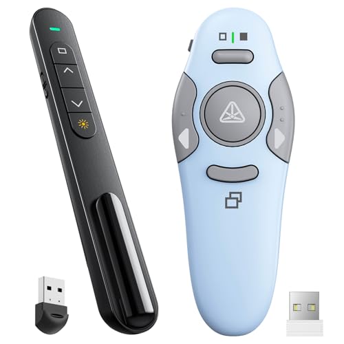 QUI Presenter Clicker Bundle | BK600 Slim-Shaped USB A Black & BQ100 Remote-Shaped USB A Blue
