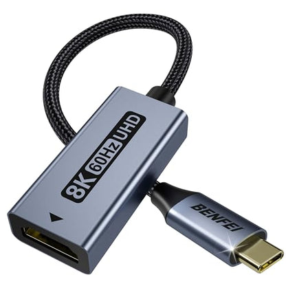 BENFEI USB C to HDMI 2.1 Adapter (8K@60Hz, 4K@240Hz, Aluminum Shell, Nylon Braided) Compatible with iPhone 15/16 Pro/Max, MacBook Pro/Air 2023, iPad Pro, Surface Book 2 More - size: 1 Pack, style: 8K@60Hz