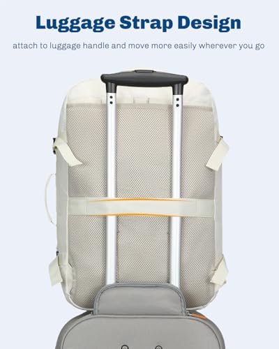 Carry on Backpack 38L Large Travel Backpack for Women Flight Approved Weekender Bag Laptop Backpack Men 15 inches Beige - color: Beige