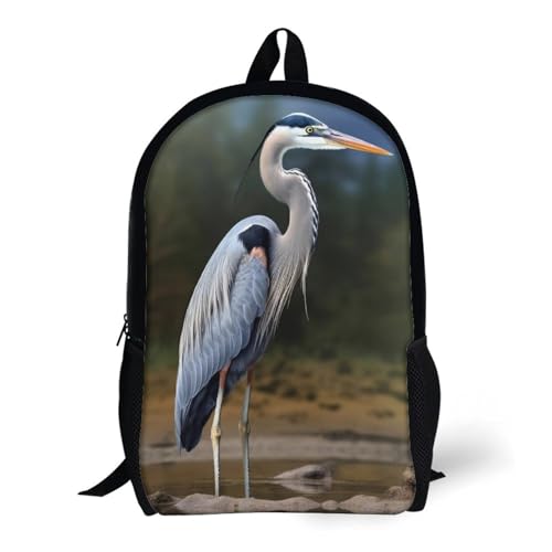 17 Inch Heron Laptop Backpack for Men Women Waterproof Lightweight Travel Backpack Commuter Bag Large Capacity Casual Daypack for Business Trip & Outdoor