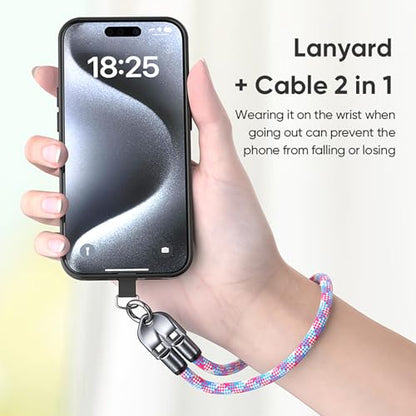 C to C 240W Charging Cable with Wearable Bracelet Design, 5A Fast Charging Phone Lanyard, Portable USB-C Cable for Smartphones, Tablets, Laptops (Black)