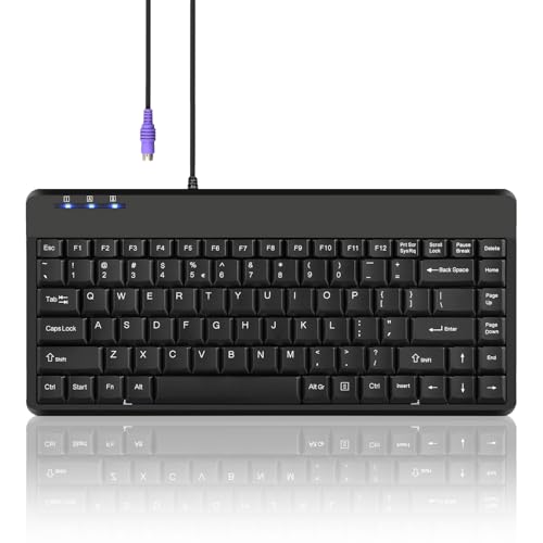 Perixx PERIBOARD-409P Wired PS2 Mini Keyboard, Black, US English Layout - style: PS2