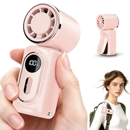 Portable handheld Fan Clip-On Mini Fan 3000mAh 5-speed 180° Rotating | 14500 RPM personal fan Pocket Size USB Cooling Fan for Travel, Beach, Makeup, Office, indoor and outdoor - color: Pink