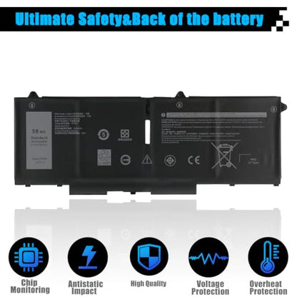 07KRV Laptop Battery Replacement for Dell Latitude 5430 5530 Precision 3570 P104F P104F005 P137G P137G004 Series M69D0 H4PVC 0H4PVC Y86WG 0Y86WG 08WRCR 078FWY 4FVJG O7KRV 15.2V 58Wh 3625mAh - size: 9.52*3.52*0.22 inch 07KRV
