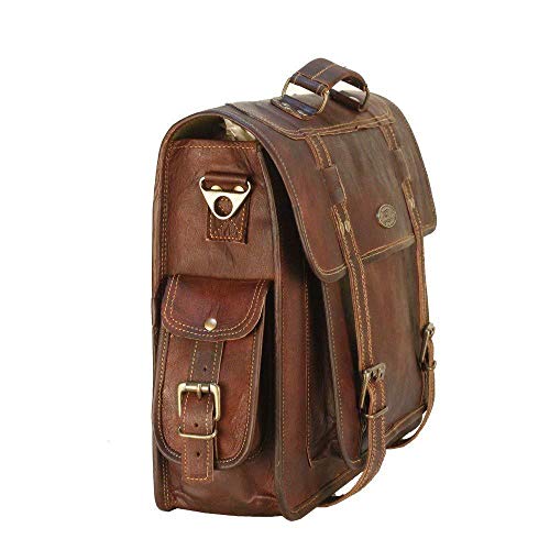 Leather Messenger Bag For Men, Vintage Handmade Laptop Briefcase and Shoulder Bag for Men, Business Satchel Office Bag - style: Large
