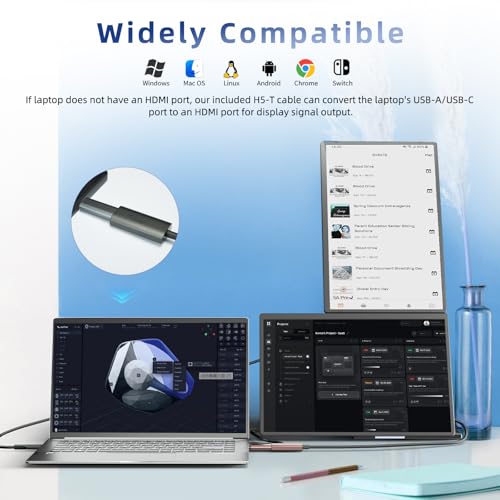 Laptop Screen Extender 2.5K - Updated 16" Triple Portable Monitor 2560x1600P QHD 100% sRGB IPS, Plug & Play, Rotation Detachable Screen Compatible with Mac Wins Dex Chrome Fits 13"-17" Laptops - size: 16"