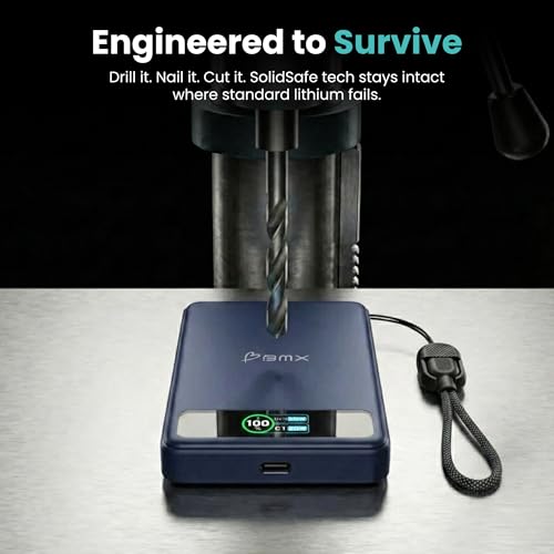 5K Magnetic Power Bank, Silver, Qi2 Certified 15W Wireless Charger, LCD Display, Ultra-Slim Solid-State Battery Pack for iPhone 17/16, Lightweight Travel, USB-C Portable (Blue) - color: Blue