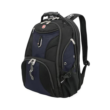 SWISSGEAR 1900 ScanSmart Laptop Backpack, Fits Most 17-Inch Laptops, TSA-Friendly Lay-Flat Design, RFID Protection, and Tablet Pocket, Black, 31L, 18.5-Inch - color: Black/Blue