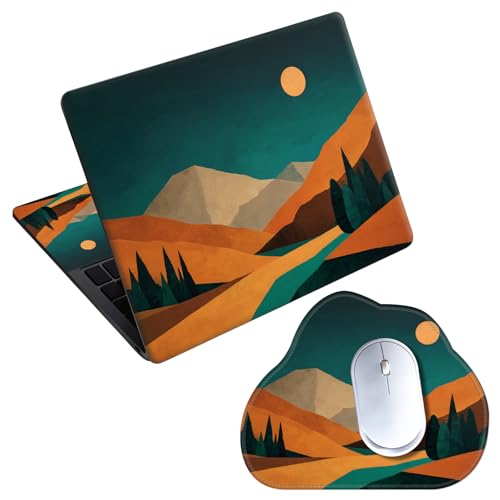 Laptop Skin Sticker Decal 15-15.6 Inch with Cute Mouse Pad, Universal Reusable Vinyl Sticker for 12.1 13 13.3 14 15.4 Inch Netbook and Notebook PC, Minimalist Mountain - color: Minimalist Mountain