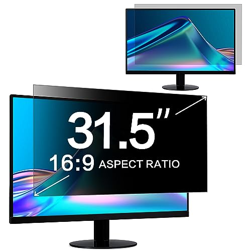 ZOEGAA 31.5 Inch Computer Privacy Screen Filter for 16:9 Widescreen Computer Monitor 27.49"x15.46", Computer Screen Privacy Shield and Anti Blue Light Anti Glare Screen Protector - size: 31.5 in (16:9) privacy screen