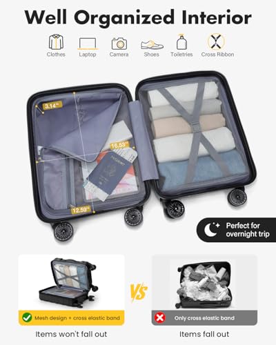 Lekesky 16 Inch Underseat Carry On Luggage Airline Approved, B-Black | Small Underseat Carry-on Luggage with TSA Lock Spinner Wheels, Personal Item Luggage Removable Wheels for Travel - color: B-Black, size: 16 Inch