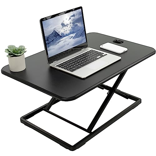 VIVO Ultra-Slim Single Top Height Adjustable Standing Desk Riser, Compact Sit Stand Desktop Converter for Monitor or Laptop, Black, DESK-V001J - color: Black, size: 26"