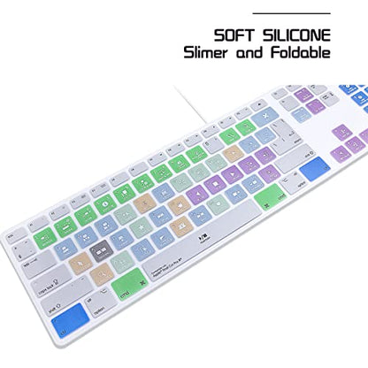 HRH for iMac G6 MB110LL/B MB110LL/A A1243 Keyboard with Numeric Keypad NumberPad Print:Final Cut Pro X Functional Shortcuts Hot Keys Design Silicone Keyboard Skin Cover [US/EU Layout] - color: Z-Final Cut Pro X