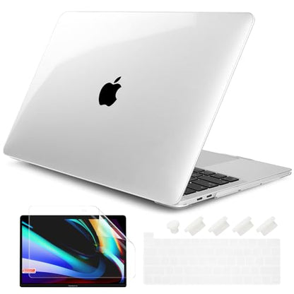 for MacBook Pro 13 inch Case 2023 2022 2021 2020 Release Model: A2338 M2/M1 A2289 A2251 with Touch Bar & Touch ID, Logo See Through Plastic Hard Shell Case & Keyboard Cover, Crystal Clear - color: Crystal Transparent