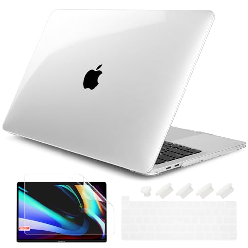for MacBook Pro 13 inch Case 2023 2022 2021 2020 Release Model: A2338 M2/M1 A2289 A2251 with Touch Bar & Touch ID, Logo See Through Plastic Hard Shell Case & Keyboard Cover, Crystal Clear - color: Crystal Transparent