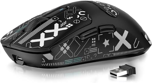 ATTACK SHARK X3 49g Ultra-Lightweight Wireless Gaming Mouse, Black&Tape | Bluetooth 5.2/2.4G Wireless/Wired, PAW3395 Gaming Sensor, 26K DPI, 200h Battery Life, Programmable Buttons for PC/Mac/Win - color: Black & Griptape