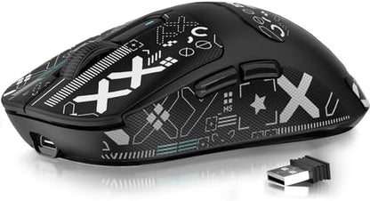 ATTACK SHARK X3 49g Ultra-Lightweight Wireless Gaming Mouse, Black&Tape | Bluetooth 5.2/2.4G Wireless/Wired, PAW3395 Gaming Sensor, 26K DPI, 200h Battery Life, Programmable Buttons for PC/Mac/Win - color: Black & Griptape