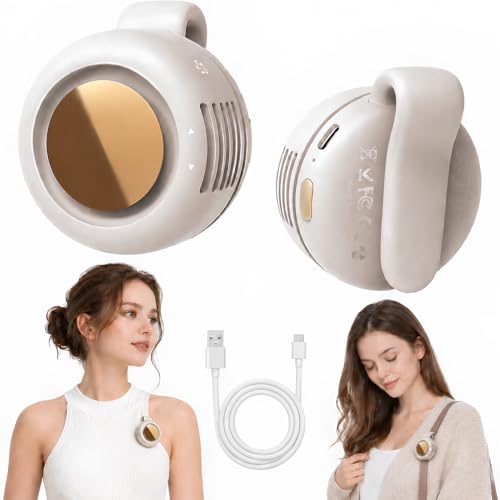 2-Pack Mini Clip On Fan Portable, 3.2oz Ultra-Lightweight, 3 Speed USB-C Mini Portable Fan, Bladeless Silent Small Clip on Fan for Shirt & Waist, Whirlwind Clip Fan for Travel, Outdoor & Office - color: Beige(Old)