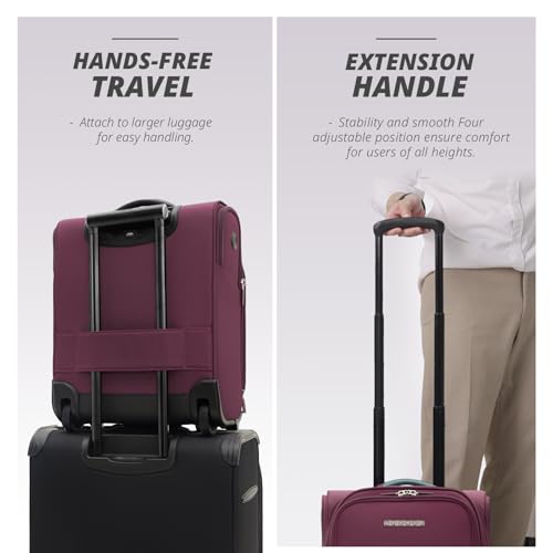 Verage Underseat Carry On Luggage with Wheels,16-Inch,Grape red | Personal Item Bag,Airline Approved, Laptop Compartment, USB Charging Port - color: Grape red, size: 16-Inch Rolling Underseat