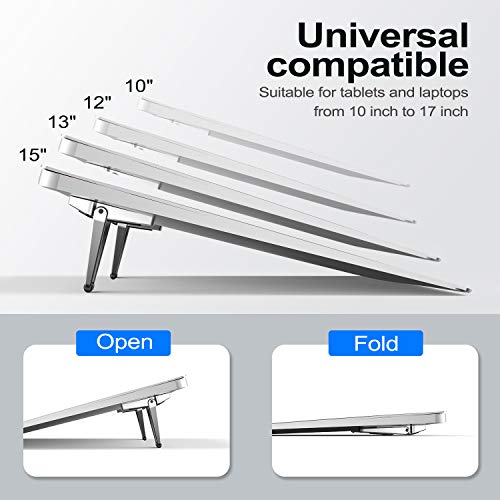 Laptop Stand for Desk, Portable Anti-Slip Keyboard Riser, Zinc Alloy Keyboard Stands, Computer Stand Compatible with MacBook Air/Pro, 10-15.6 Inches Laptops and Keyboards (Sliver) - color: grey
