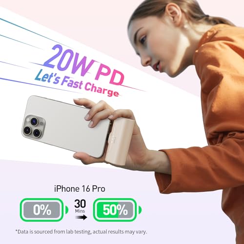 iWALK Portable Charger for iPhone 17/16/15 USB-C Small Power Bank 20W 4,500mAh Fast Charging Battery Pack Compatible with iPhone 15/16/17 Plus/17 Pro/17 Pro Max, Samsung Galaxy S25/S24/S23 Android - color: LightBrown