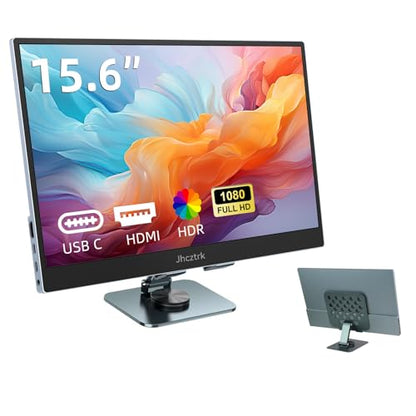 15.6 Inch Portable Monitor, FHD 1080P IPS 100% sRGB Full Function USB-C Ultra Slim Metal Bezel External Travel Screen with Stand & Carry Bag for Laptop Mac PC Phone PS4 PS5 Xbox Switch - size: 15.6inch NO Touch