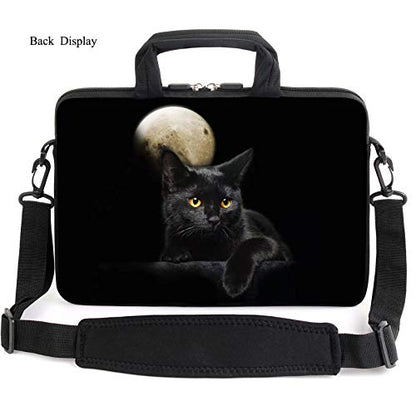 AMARY 14" 15" 15.4" 15.6" laptop sleeve chromebook case adjustable shoulder strap with handle accessory pocket for men women (Cat) - color: Cat