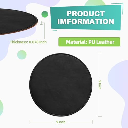 Mouse Pad，Round Mouse Pad，PU Mouse Pad，Leather Mouse Pad with Stitched Edge Micro-Fiber Base with Non-Slip Waterproof，Mouse Pad for Computers，Laptop，9 x 9 Inch (Ruffle Detailed Black) - color: Ruffle Detailed Black, size: 9L x 9W inches