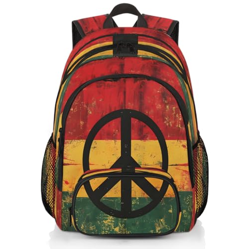 Hippie Peace Sign Laptop Backpack for Women Men, 18.3 Inch Travel Work Backpacks, Vintage Waterproof Computer Casual Daypack Nurse Teacher Bags - color: Multicolor 14
