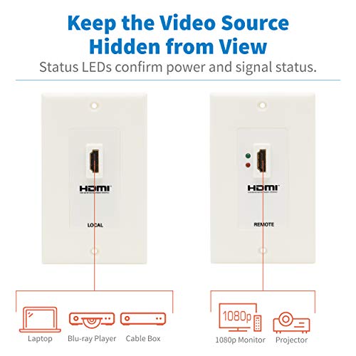 Tripp Lite HDMI Over Dual Cat5/Cat6 Extender Wall Plate Kit with Transmitter and Receiver, TAA, 3 Year Warranty (P167-000) - style: HDMI Wall Plate