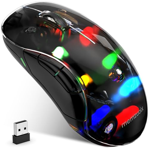 memzuoix 2.4G LED Wireless Mouse, Rechargeable Ergonomic Mouse with Detachable Cover, 1200 DPI Portable Optical Computer Mouse with USB Receiver for Laptop, PC, Desktop and MacBook, 5 Buttons-Black - color: Black