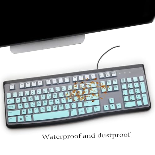 2PCS Keyboard Cover for Logitech K120 & MK120 Ergonomic Desktop USB Keyboard Ultra Thin US Layout Protective Skin-MintGreen+Clear - color: MintGreen+Clear