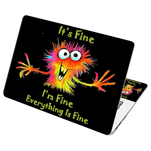 Universal Laptop Skin Sticker with 2 Wrist Pad Decals, 3-Piece Removable Vinyl Laptop Cover, Cute Monster Waterproof Anti-Scratch, Easy-Trim Fit for 13.3" 14" 15.6" Laptops - color: Cute Monster