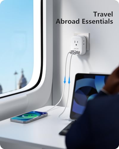 LENCENT US to India Power Plug Adapter, Indian Travel Adapter | 4 Outlets, 4 USB Ports(2 USB C), Type D Plug Converter for USA to India Nepal Bangladesh Maldives Pakistan, Safe Grounded - style: Type D-17.5W-India Maldives