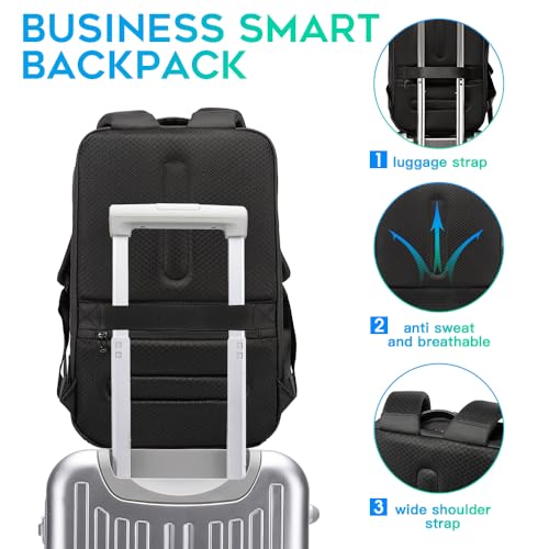 BANGE Smart Business Laptop Backpack Waterproof can fit 15.6-17.3 Inch Laptop with 3.0 USB charging port for men and women - color: Grey